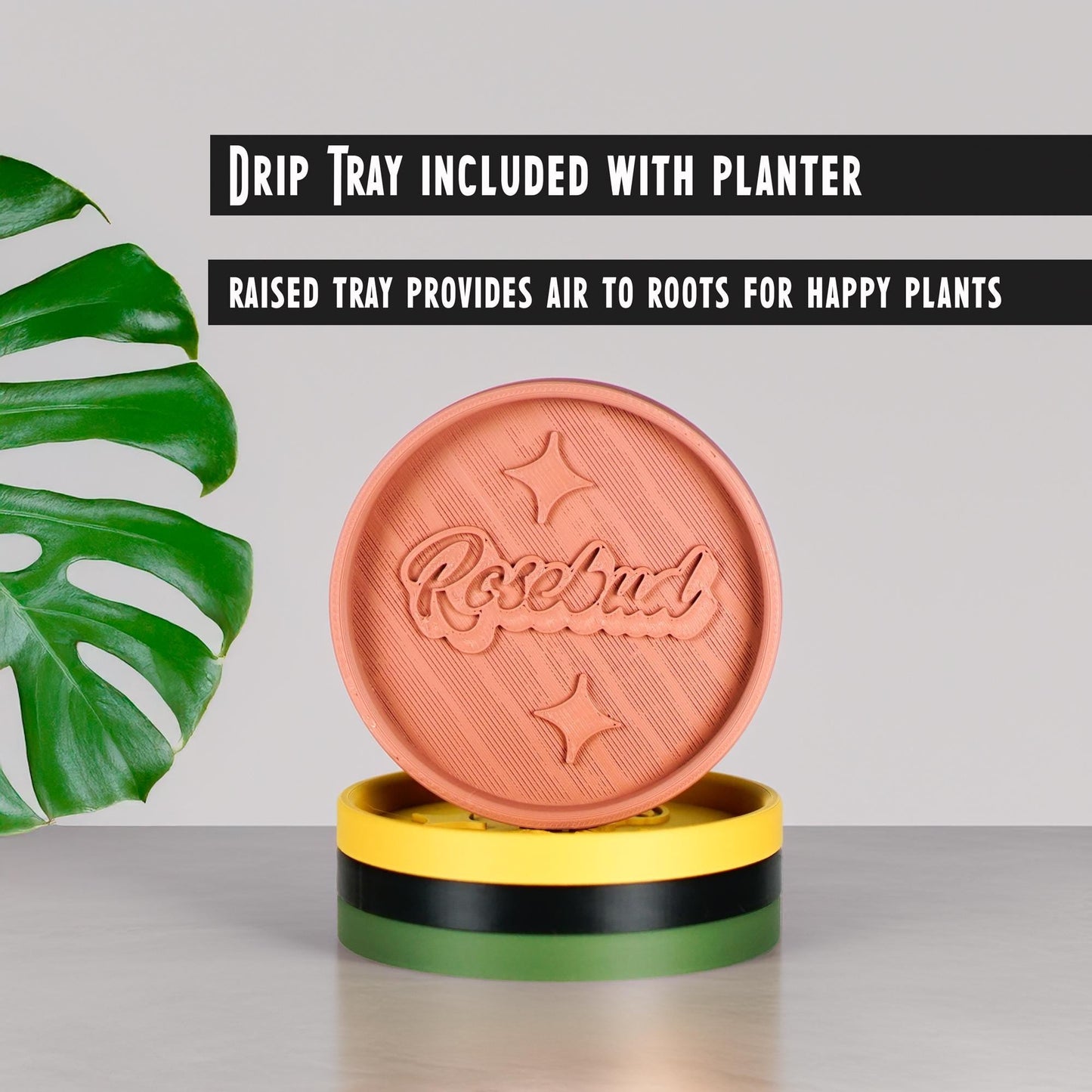 Mid-Century Ribbed Planter with Drainage and Saucer in Multiple Colors, 3D Printed Planter with Unique Modern Design, Lightweight, Wave