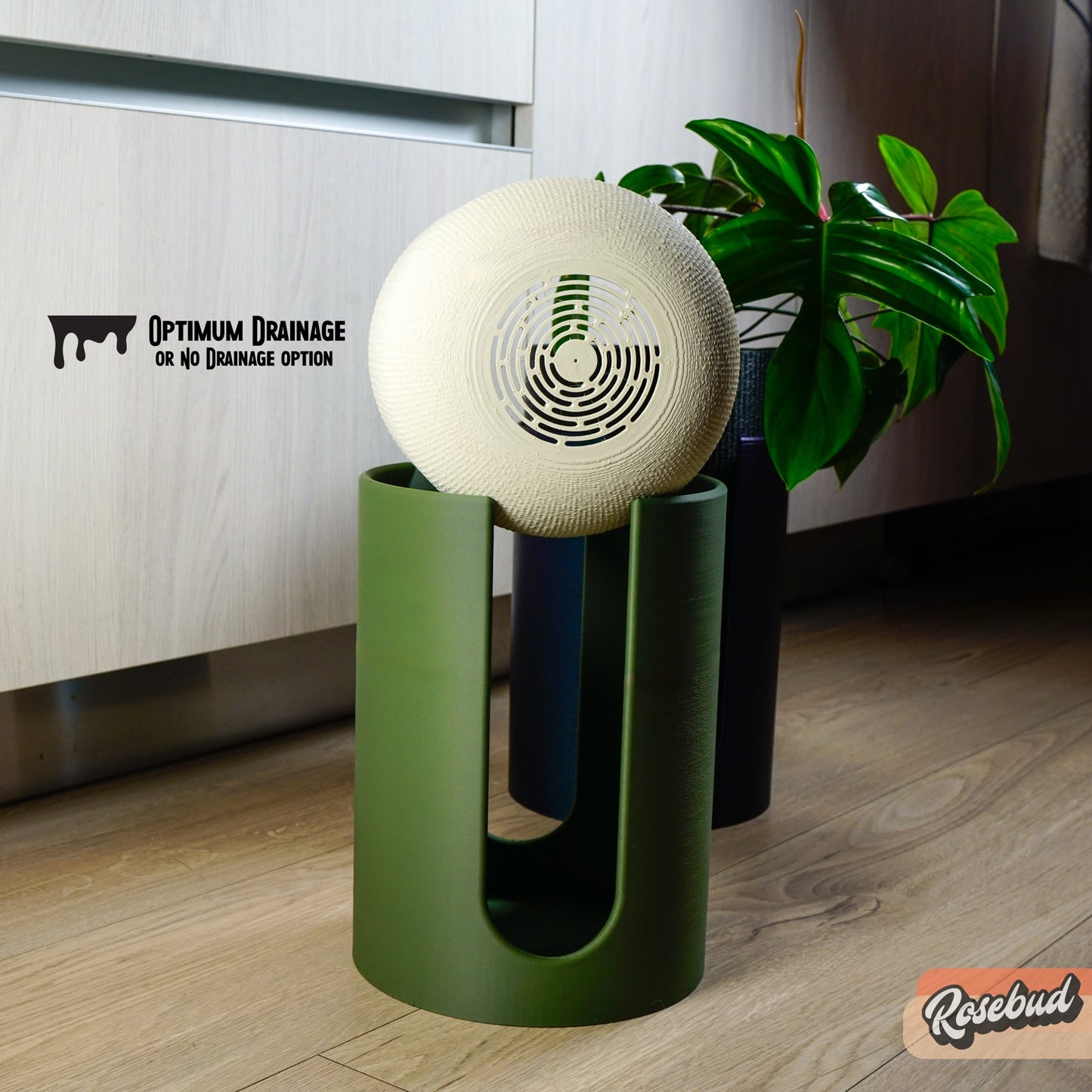 Modern Elevated Planter and Plant Stand Set - 2-Piece Plant Pot with Drainage in Multi Colors & Sizes, Mid-Century Modern Indoor Plant Stand