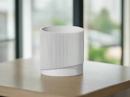 Mid-Century Ribbed Planter with Drainage and Saucer in Multiple Colors, 3D Printed Planter with Unique Modern Design, Lightweight, Wave