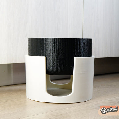 Modern Elevated Planter and Plant Stand Set - 2-Piece Plant Pot with Drainage in Multi Colors & Sizes, Mid-Century Modern Indoor Plant Stand